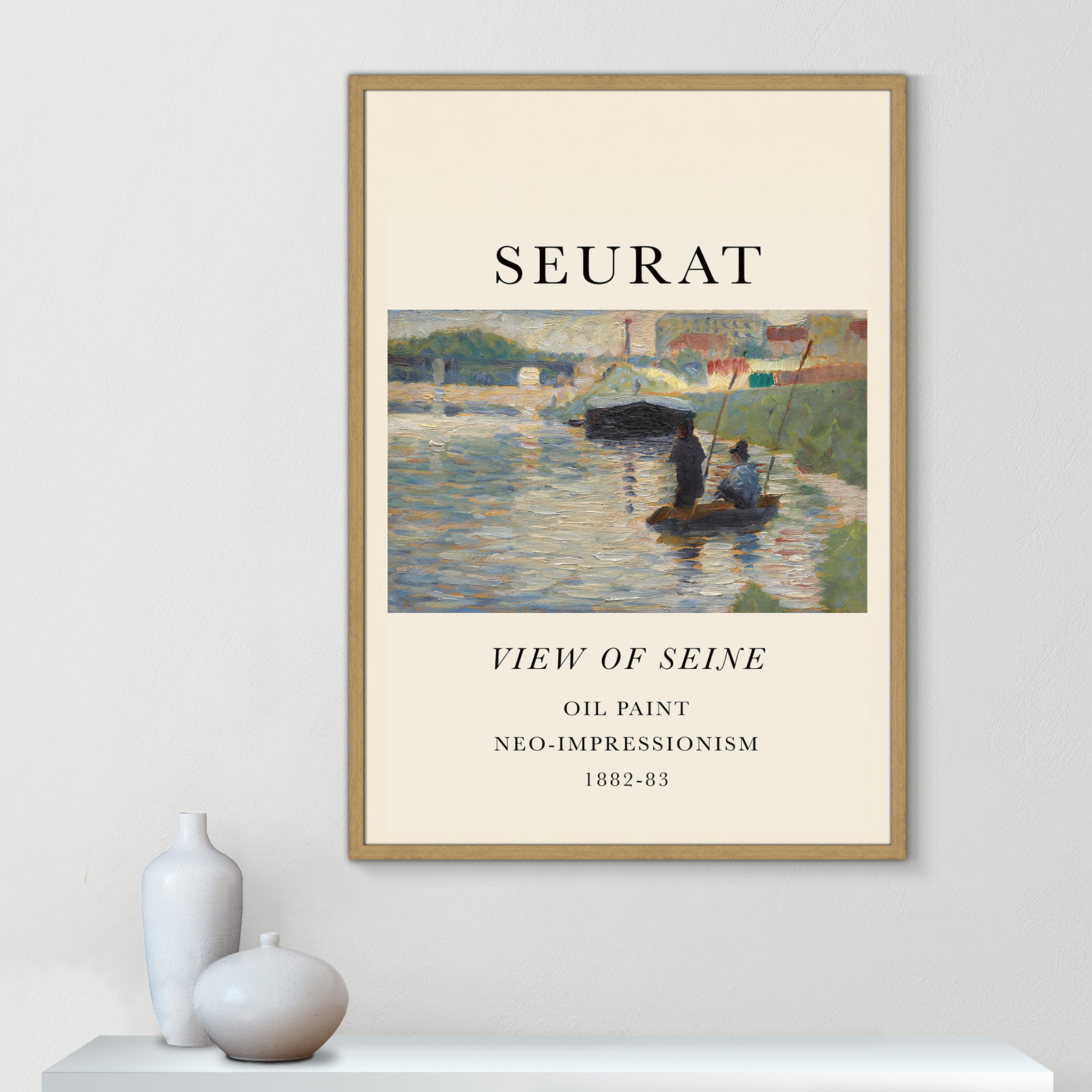 View Of Seine by Georges Seurat, No, Natural Single Picture Frame, 41.5" H x 29.5" W x 0.75" D