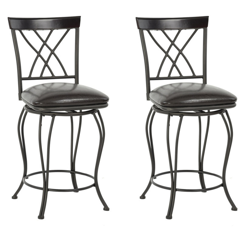 Ensemble de deux petites chaises de bar brunes de 38 po