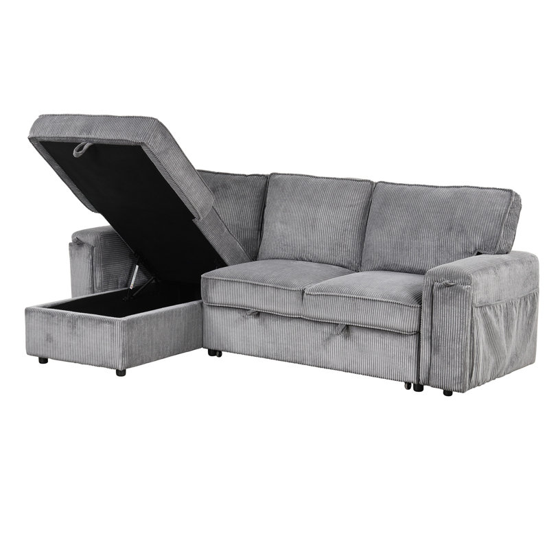 Canapé-lit modulaire moderne avec rangement et porte-gobelet de style contemporain - gris, Gris