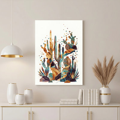 Art mural sur toile Gallery Wrap pour le salon, la chambre à coucher, le bureau ou le vestibule - Décoration murale décorative avec désert de cactus