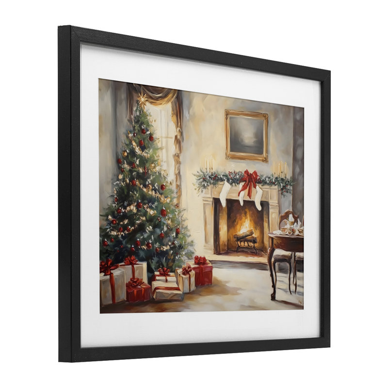 «Vintage Christmas Tree Hearth», reproduction encadrée sous verre, design par Arlington Prints, H 13 po x l 16 po
