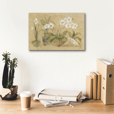 Toile rouge «Four Pots Orchids» par Cheri Blum, 18 po x 12 po Red Barrel Studio®
