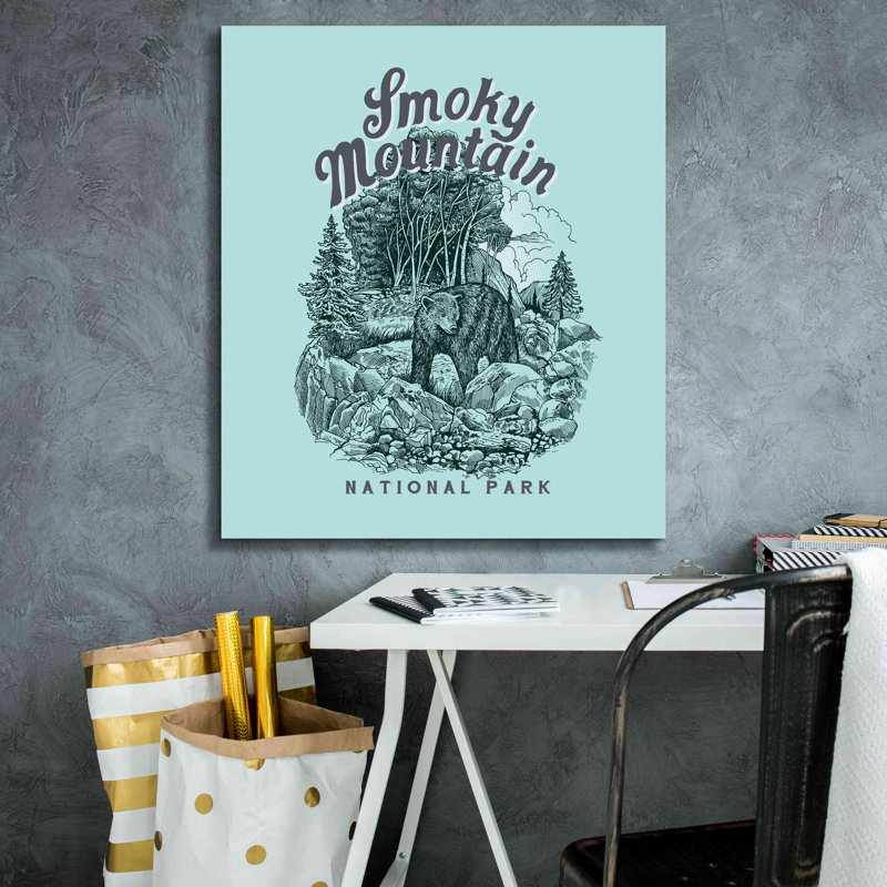 «Smokies» par Rachel Caldwell, art mural sur toile, H 30 po x l 26 po x P 1,5 po
