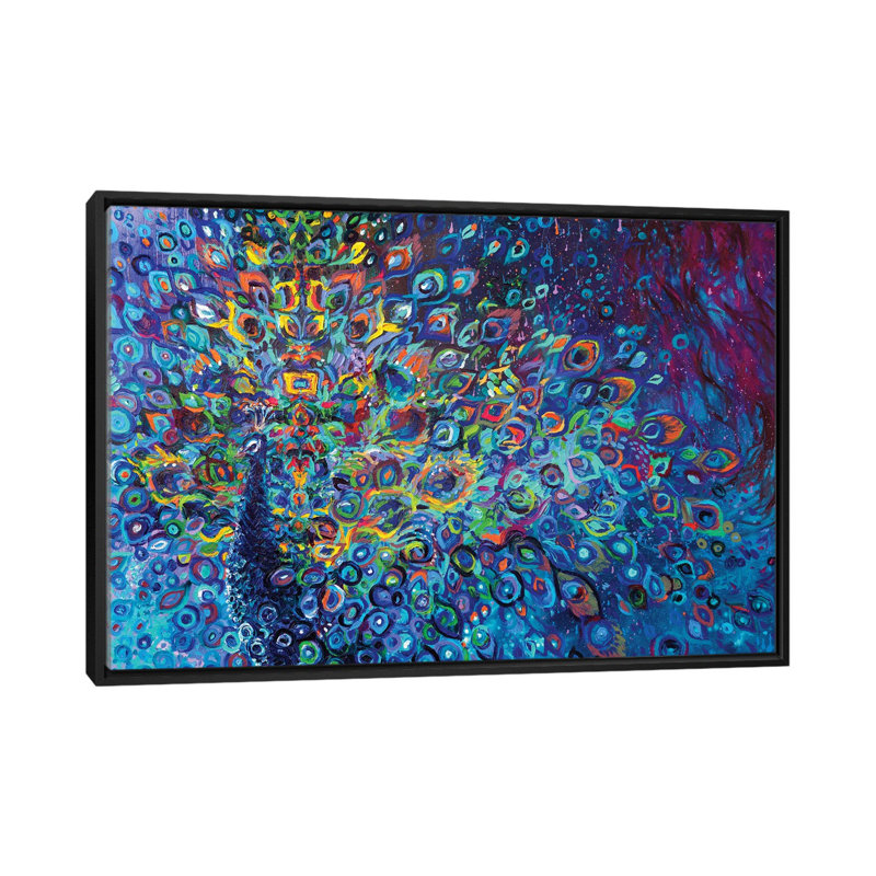 «Blue Avian» par Iris Scott - impression sur toile tendue, H 18 po x l 26 po x p 1,5 po, Toile avec cadre noir, Pas de tapis