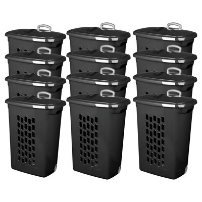 Panier à linge sur roulettes Sterilite Ultra, corbeille à linge en plastique, noir, paquet de 12
