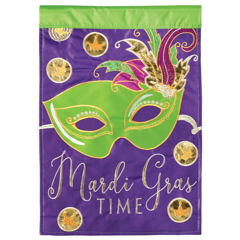 Double Sided Polyester Mardi Gras Garden Flag, 42" H x 29" W
