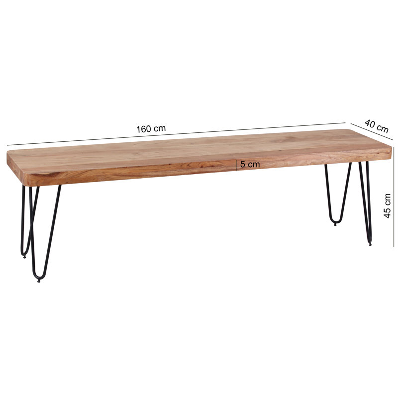 Altmar Upholstered Bench, 45 cm H x 160 cm W x 40 cm D, Acacia