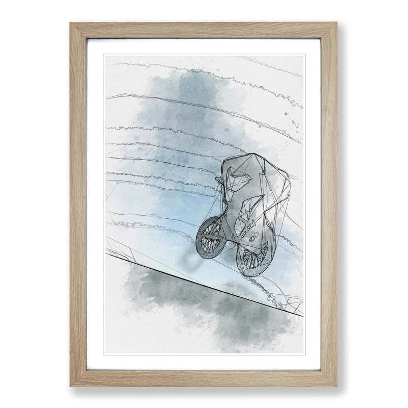 BMX Jump in Abstract - Picture Frame Graphic Art Print, 87cm H x 62cm W x 2cm D, Oak Framed
