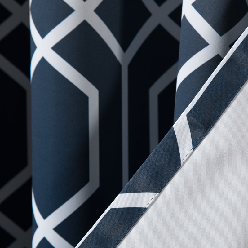 Paire de rideaux semi-transparents avec œillets, Bleu marine, l 52 po x L 96 po
