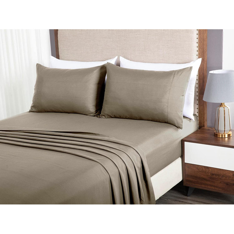 Liam Microfiber 7 Piece Bed in a Bag Comforter Set, Queen Comforter + 6 Additional Pieces, Taupe