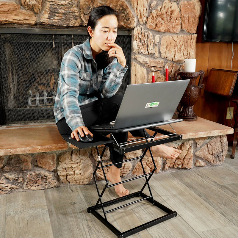 Uncaged Ergonomics CD4 Laptop Stand Desk Converter - Adjustable Sit-Stand Laptop Riser with Mouse Pad