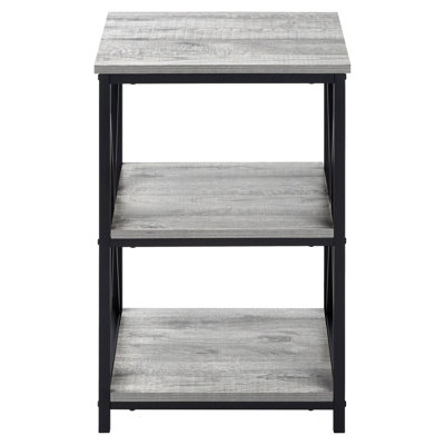Modern Side Table With Grey Laminate And Black Metal Base For A Versatile Home Decor Legs Sleek Look