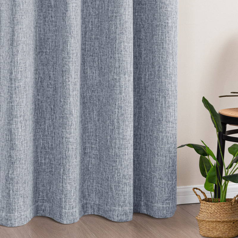 Paire de rideaux 100% lin occultant, Bleu grisâtre, L 52 po x L 96 po
