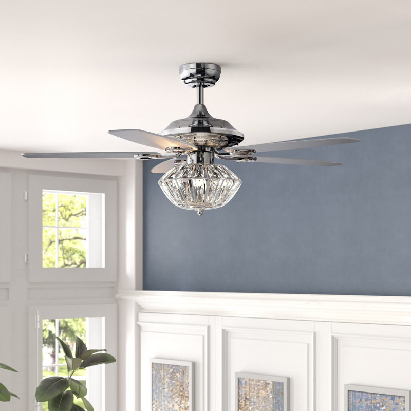 Lurlyne 52'' Ceiling Fan with Light Kit, Silver/Pewter, Remote Switch
