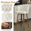 Tabouret de bar pivotant avec pieds en bois courbés, dossier capitonné et garniture cloutée-520882418-520927308