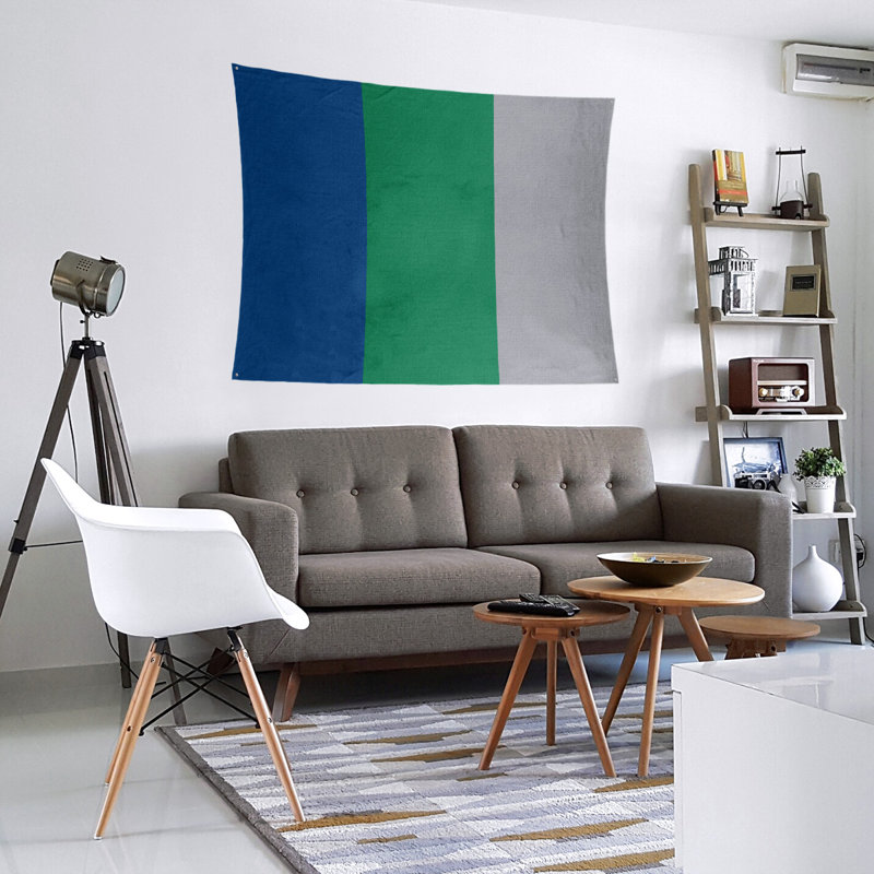 Tapisserie de polyester Vancouver, H 68 po x l 80 po, Bleu foncé / vert / gris froid