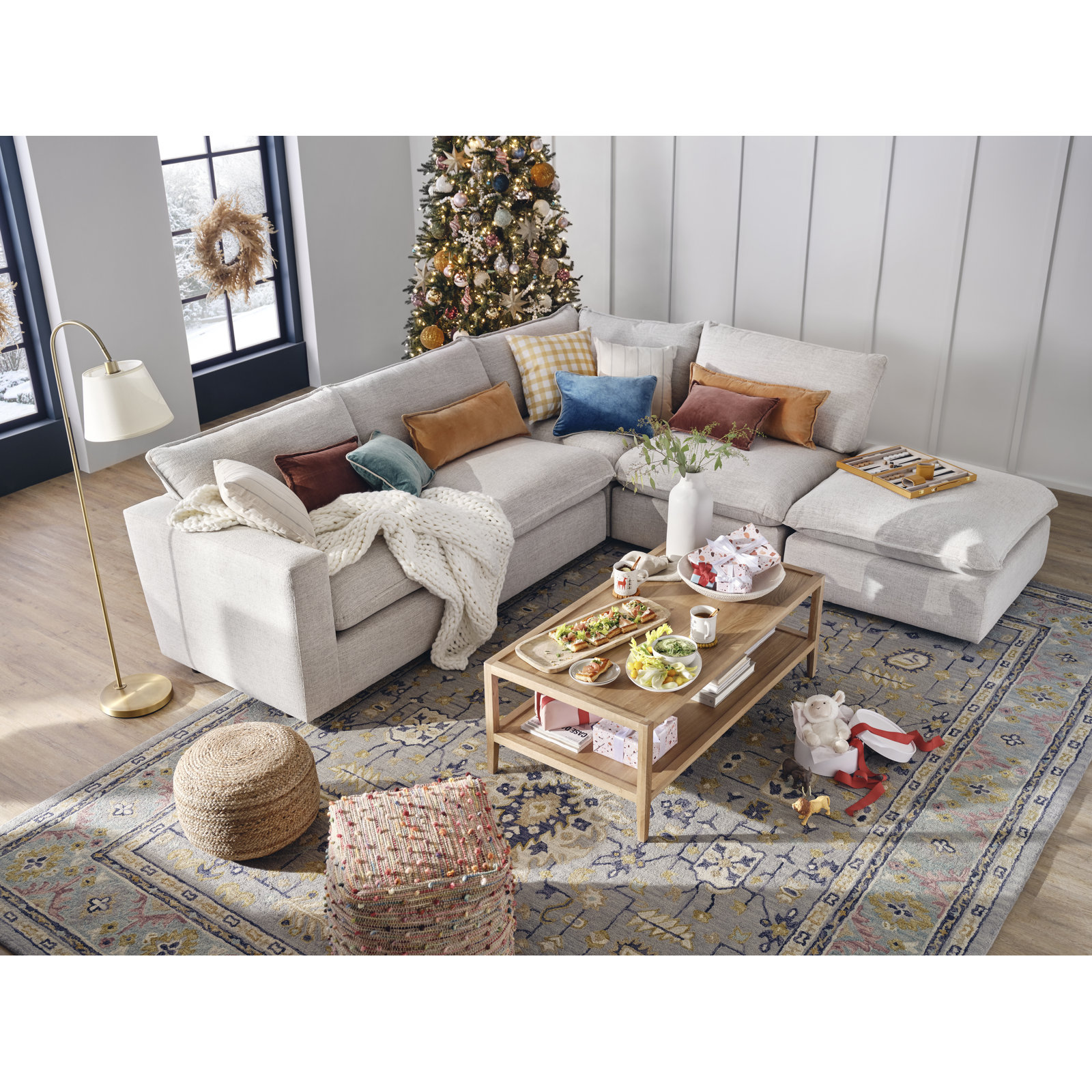Adrien Hand Tufted Wool Blue Rug, Rectangle 5' x 8'