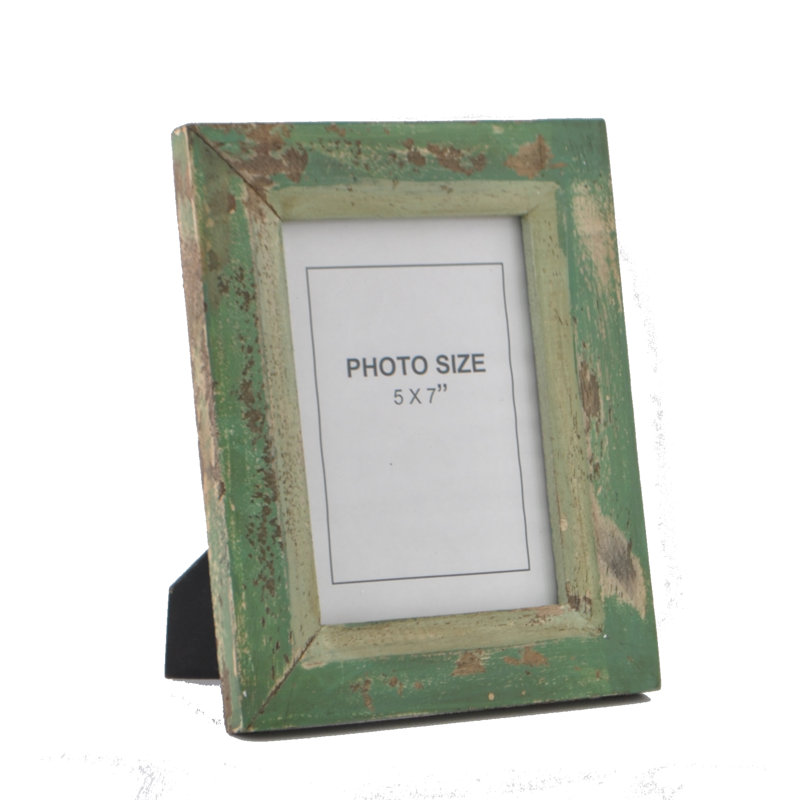 Cadre photo rustique en bois de manguier - vert, photo 5 po x 7 po, 5 po x 7 po, Vert