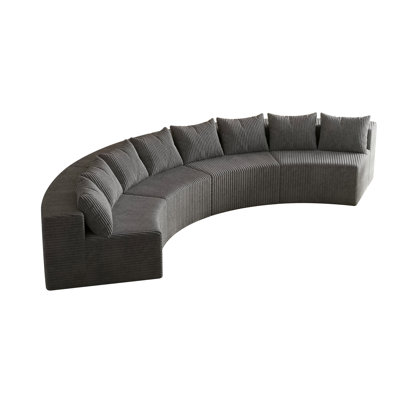 Corduroy Curved Sectional Sofa With 8 Pillows,Curved Symmetrical Modular Semi Circular Sofa Sectional For Bedroom, Living Room, Office For Leisure Or Nap, Reading Room, And Lobby(Four Modules)