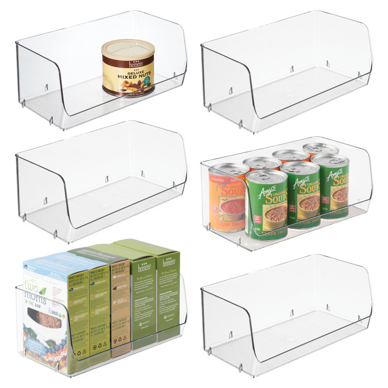 Stackable Open-Front Storage Bins - Kitchen and Pantry Organization - Storage for Snacks or Canned Goods