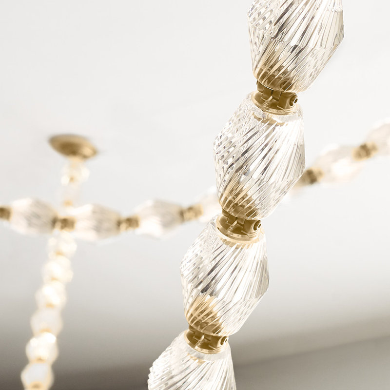 Collier LED Chandelier, Natural Brass, 132"