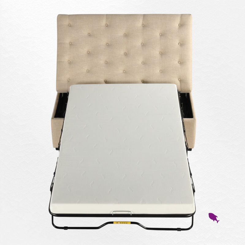 Upholstered Sleeper Sofa Bed Folding Ottoman, Beige