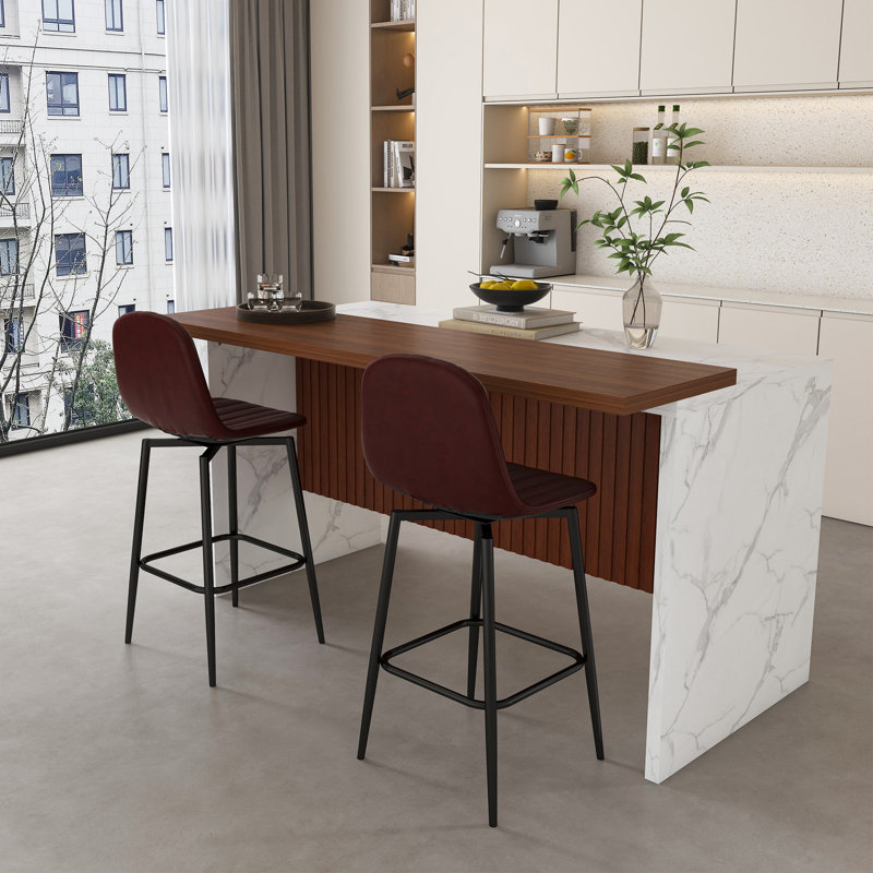 Table moderne avec 2 tabourets de bar, ensemble de table de salle à manger avec éclairage DEL pour la salle à manger, Blanc
