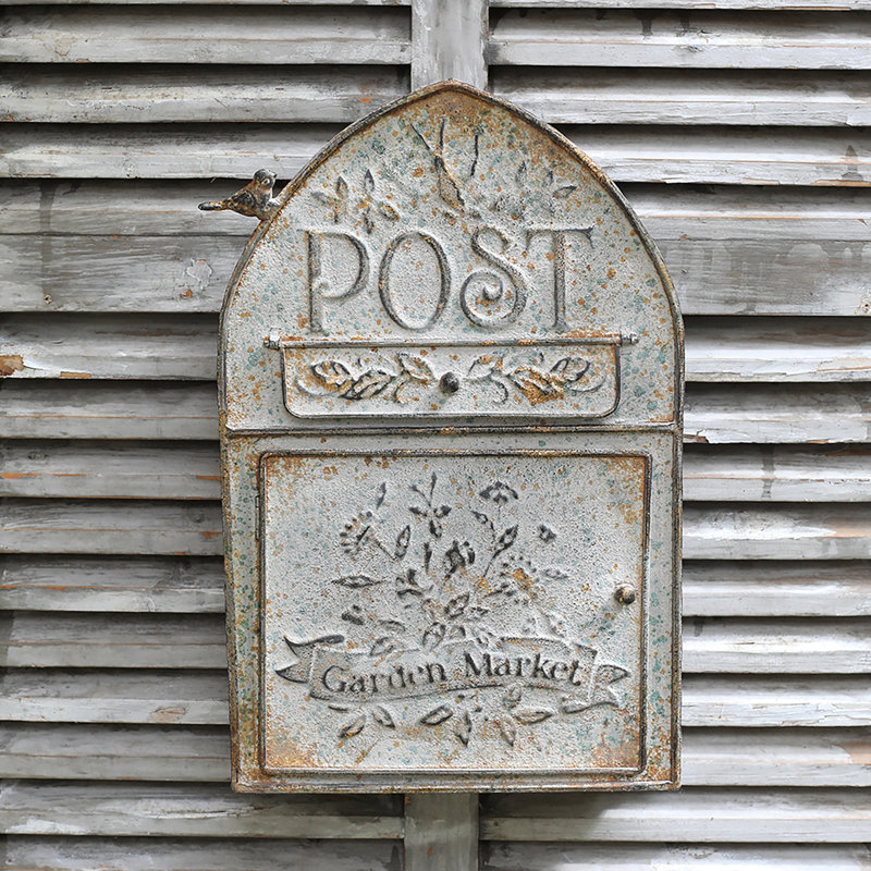Vintage Wall Mounted Mailbox - Rustic Metal Mailbox with Shabby Finish for Porch, Garden, or Outdoor Decor