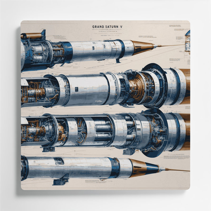 "Space Rocket", art mural en métal beige, H 12 po x l 12 po