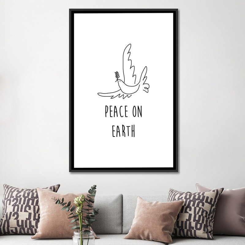 «Peace on Earth» par Orara Studio - reproduction d'art textuel sur toile tendue, H 26 po x l 18 po x P 1,5 po, Pas de tapis