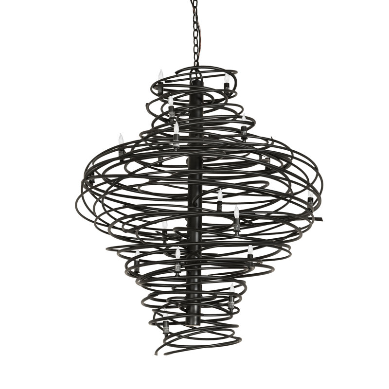 Cyclone 20-Light Solar Black Iron Chandelier