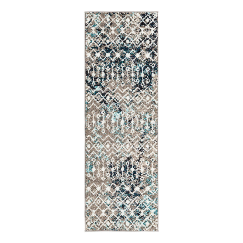 Somerville Geometric Indoor Rug, Runner 2' x 6'1", Gray/Blue