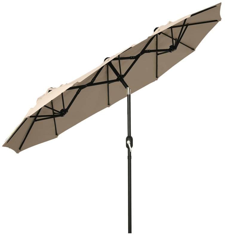 Outdoor terrace umbrella with tilting mechanism, Brown