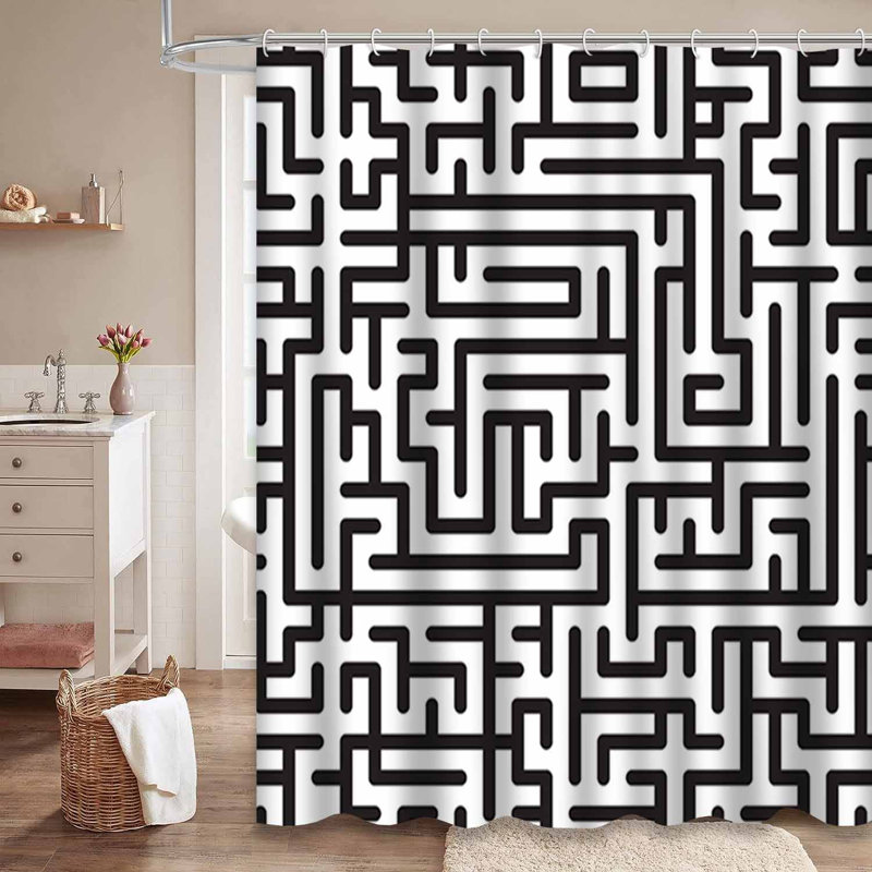 Rideau de douche noir avec 12 crochets, L 72 po x l 72 po