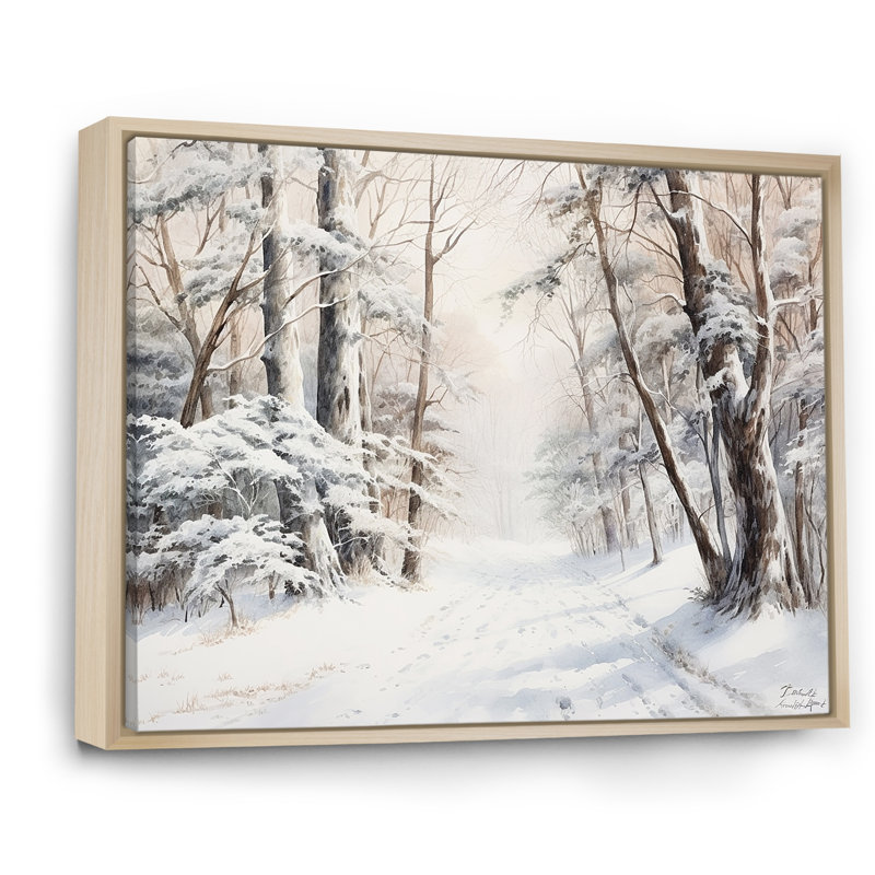 Hiver, forêt, charme de neige, paysage - neige, art mural, Cadre naturel flottant, H 30 po x l 40 po x P 1,5 po