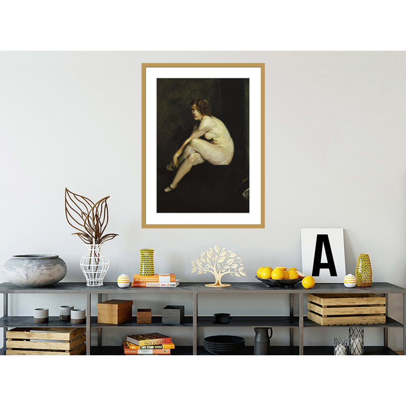 «Nude Girl Miss Leslie Hall» par George Wesley Bellows - Estampe numérique encadrée, H 41,5 po x l 30,88 po