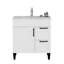 Meuble-lavabo de 31,5 po avec lavabo, conception blanche, poignée en métal noir, pieds, lavabo encastré en céramique, armoire à solution pratique, convient aux salles de bain de taille moyenne