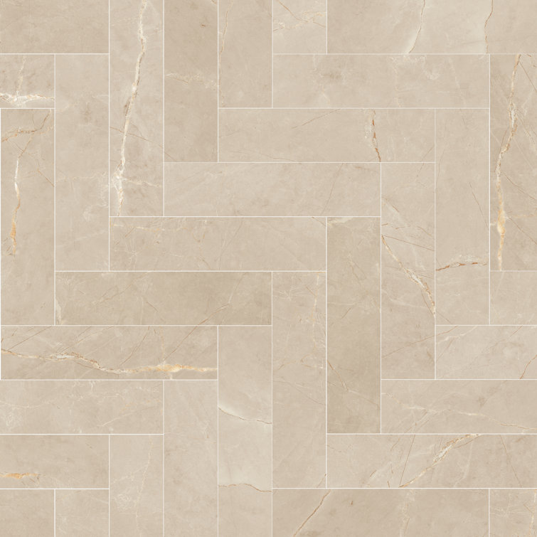 Pulpis 3" x 13" Beveled Porcelain Marble Look Subway Wall & Floor Tile