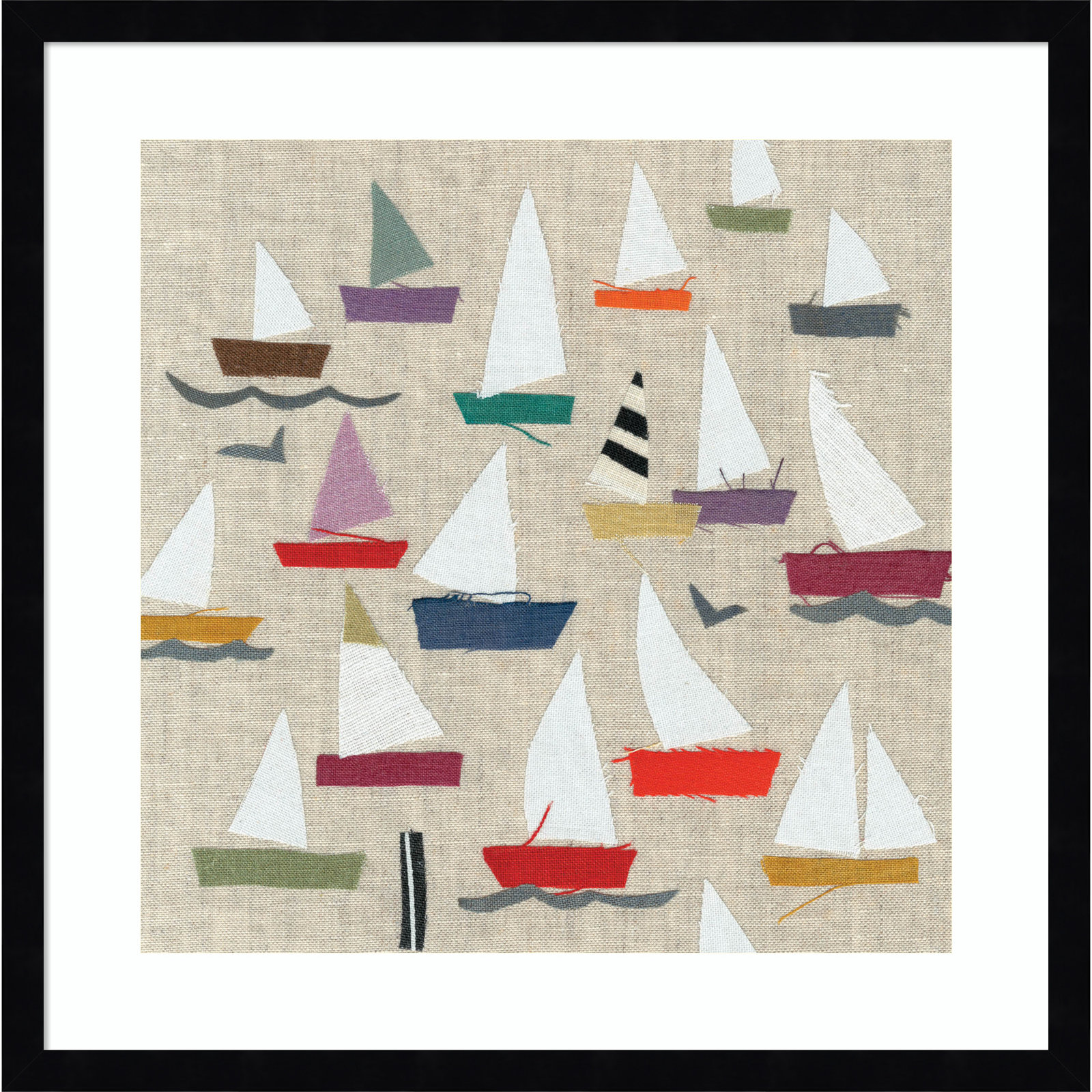 Plain Sailing Print by Jenny Frean, Black, 21" H x 21" W x 1" D
