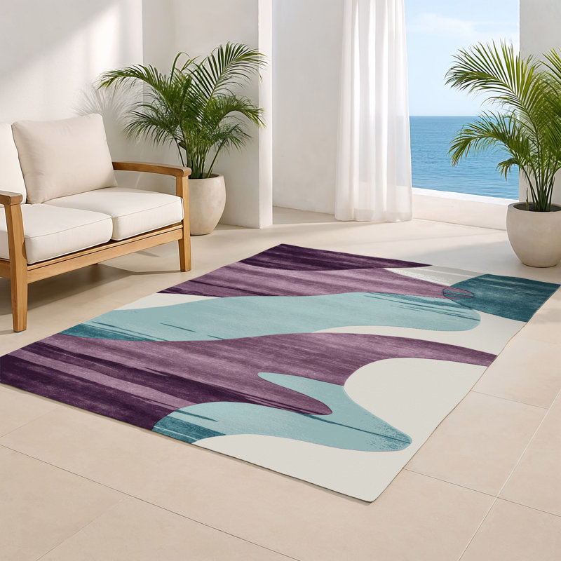 Watercolor Blue Indoor and Outdoor Area Rug, Rectangle 8' x 10'