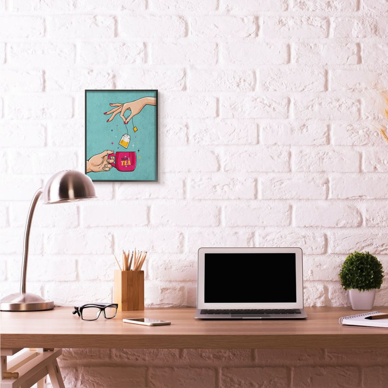 «You and Me Tea Vintage Comic Book Design» par Ester Kay, impression sur toile, Giclée encadrée noir minuit