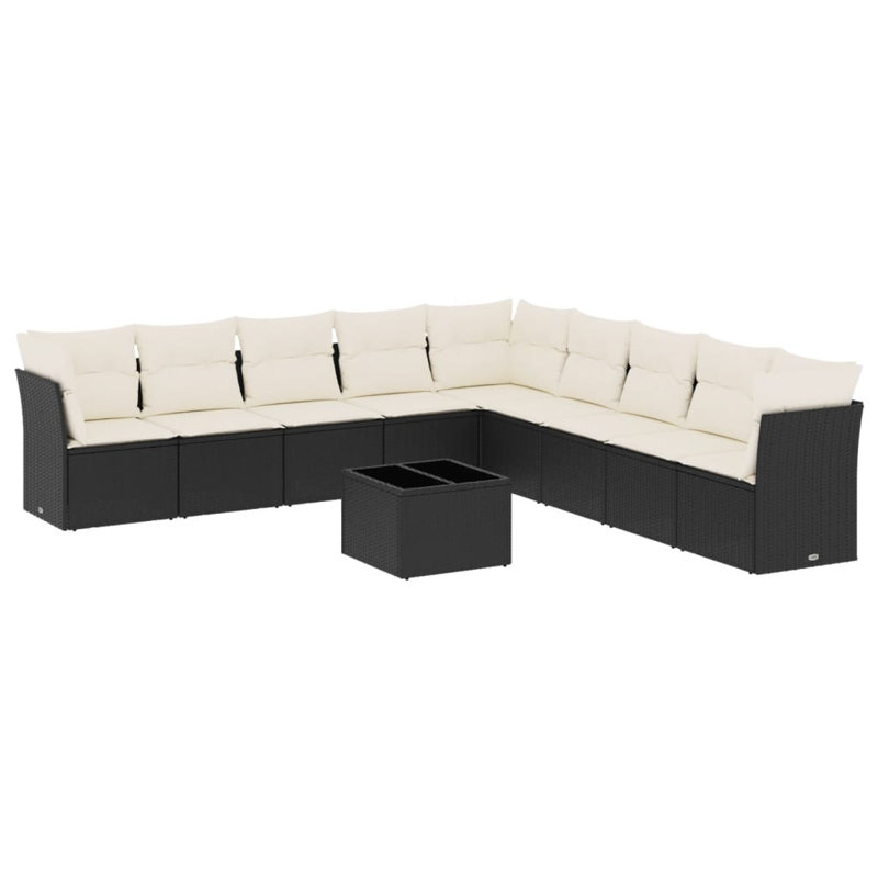 Ensemble de canapé de jardin Vidaxl, blanc crème, Noir