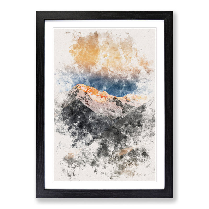 Schwartzenstein Summit in Italy - Picture Frame Graphic Art Print, 45cm H x 33cm W x 2cm D, Black Framed