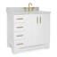 Meuble-lavabo simple en bois massif 37 po Freitas blanc avec plateau en marbre de Carrare 1,5 po, évier gauche et rectangulaire-2084230376-2117420980-2084230421