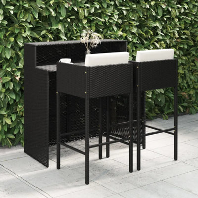 Garden Bar Set 3 Piece with Cushions Table and Chair Seat