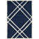Tapis bleu foncé / ivoire en laine touffeté à la main à motif géométrique Sanyiah