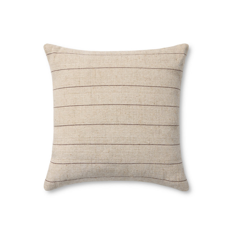Amber Lewis Natural Brown Striped Cotton Jute Throw Pillow