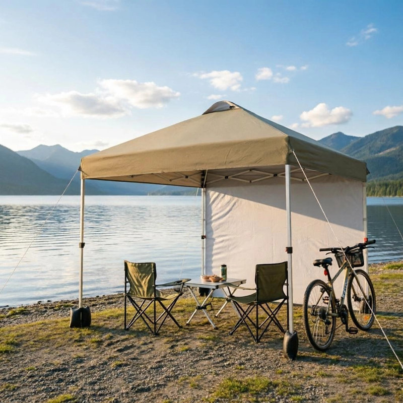 Tente 10 'x 10' à auvent pliable avec paroi latérale, abri de toit ventilé avec sac et sacs de sable