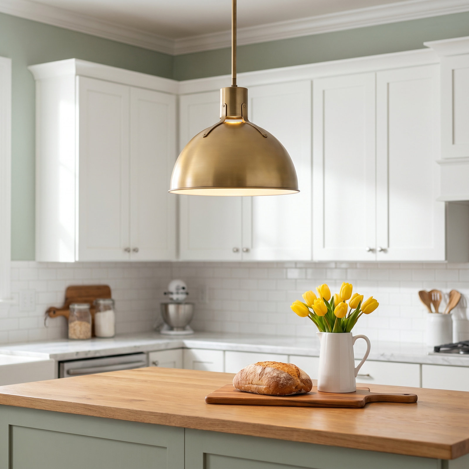 Clendon Dimmable Single Light Pendant, 12.25" H x 14" W x 14" D, Heritage Brass, Heritage Brass