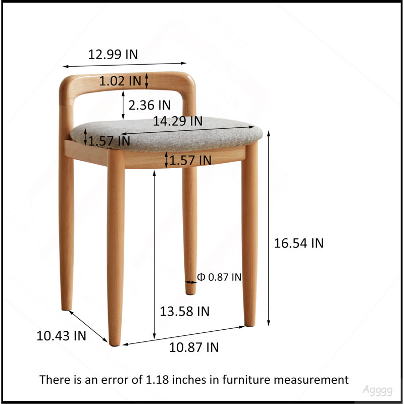 Banc de tabouret en bois de hêtre naturel pour salle à manger, chambre à coucher